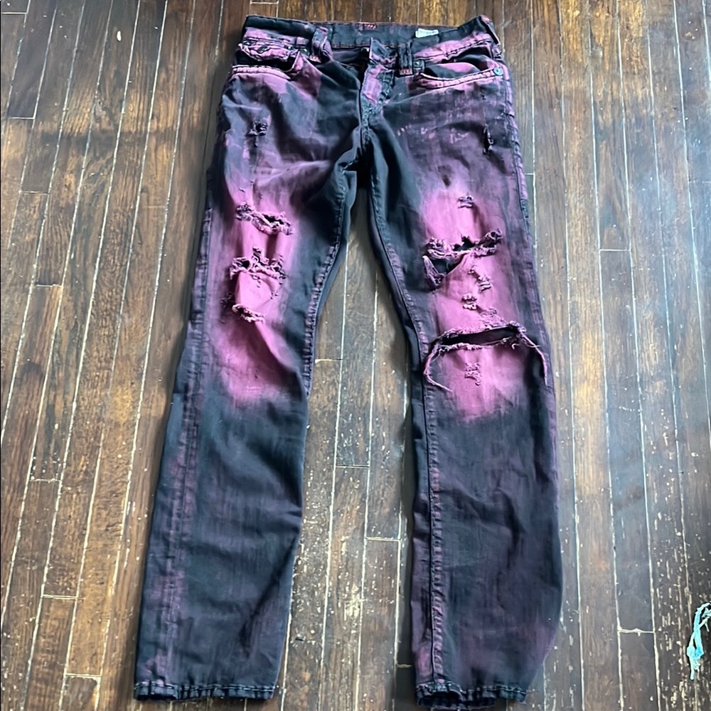 COPY - True Religion Black and Pink Straight Jeans